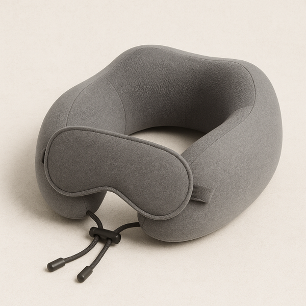 PLICKSY Memory Foam Travel Pillow Set – Grey
