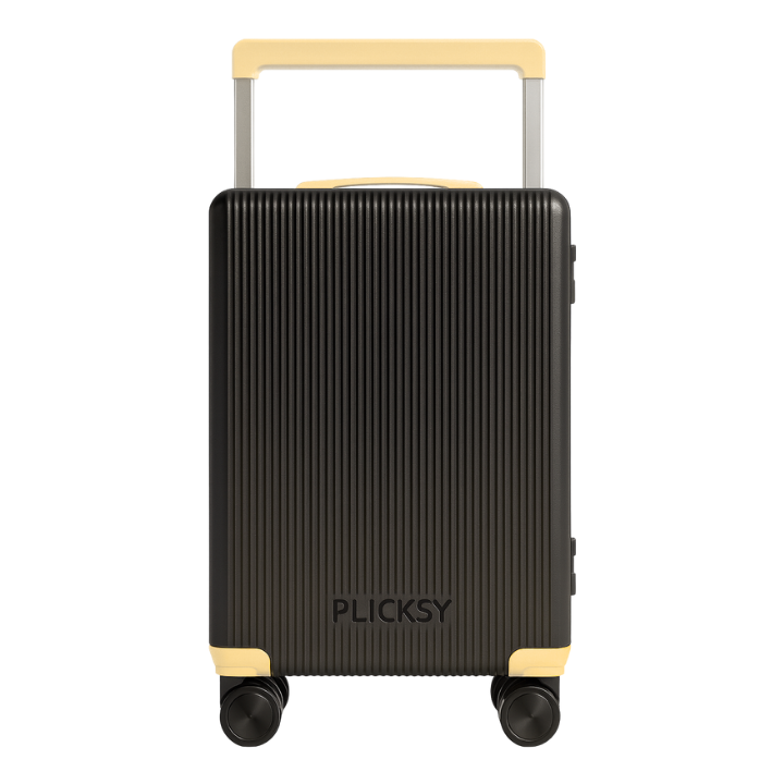 PLICKSY Cabin Trolley – Black & Beige (20-Inch)