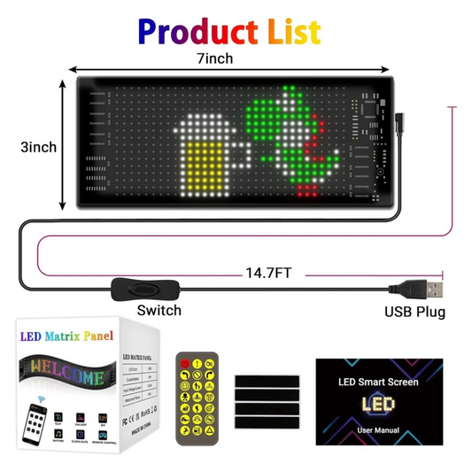 LED Matrix Panel Car Sign - Devil Eyes | Flexible | Bluetooth | App Control | Custom Text