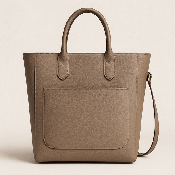 PLICKSY City Tote – Taupe Pebbled Leather